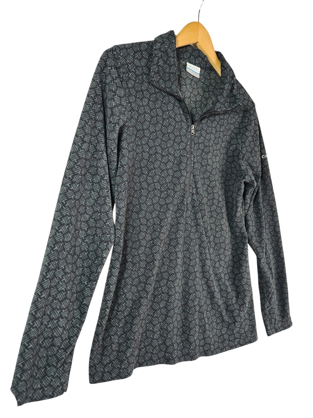 Columbia Women's Medium Gray Black Print Fleece 1/2 Zip Pullover Jacket M - Picture 4 of 14